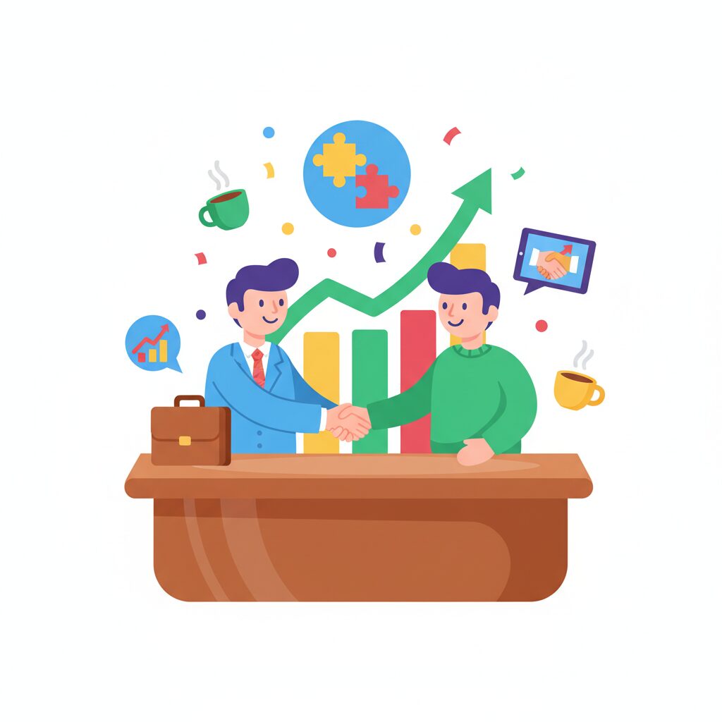 営業職で活躍するビジネスパーソンのイラスト