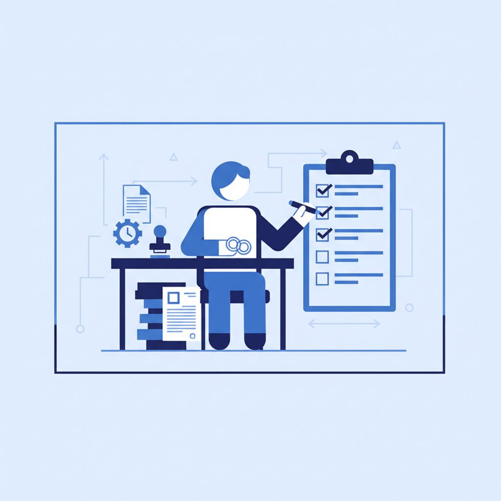 警察官の退職手続きチェックリストのイメージイラスト