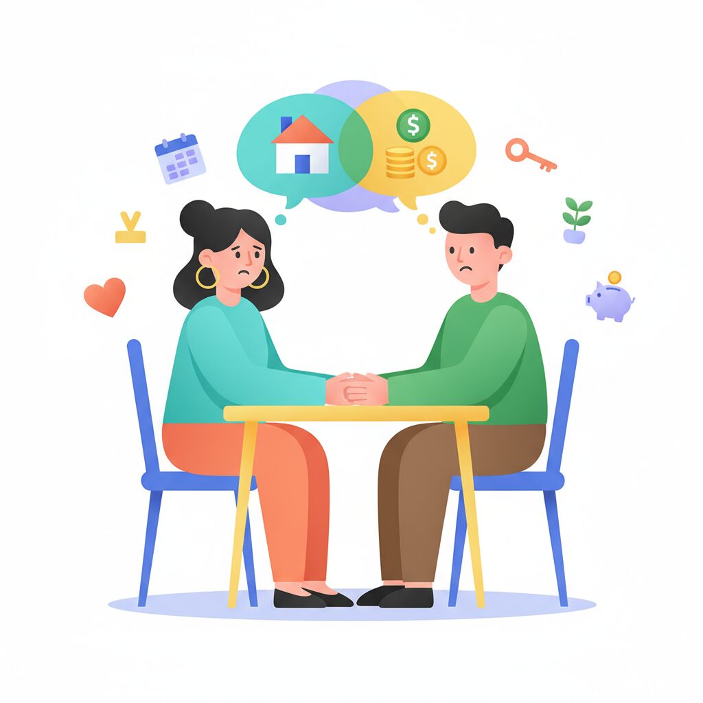 夫婦で転職について話し合うイラスト