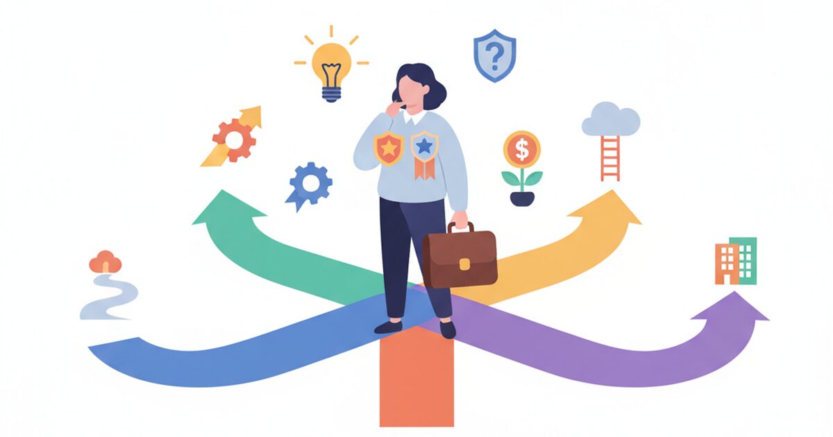 40代警察官のキャリアの分岐点のイラスト