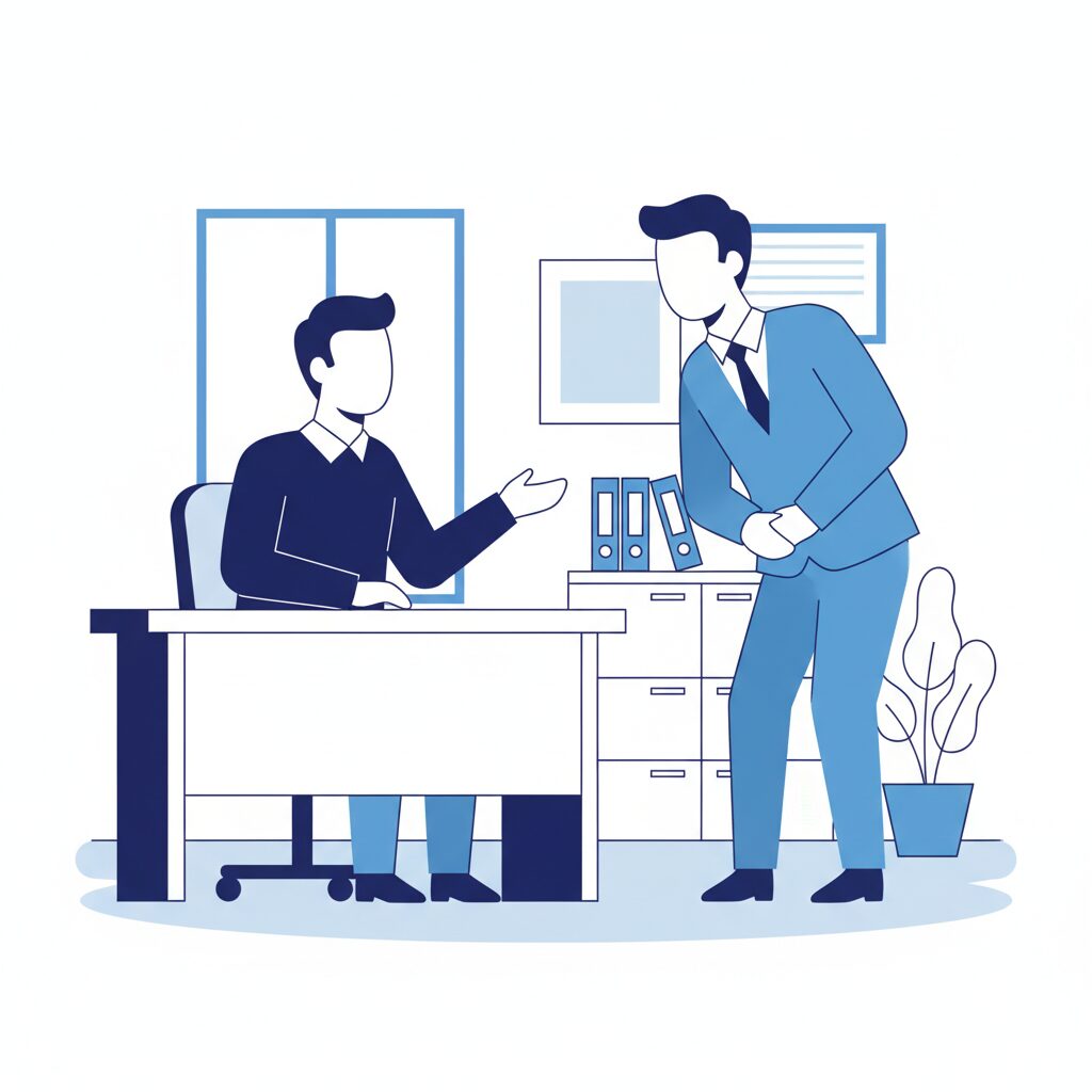 転職面接で質問に答える候補者のイラスト