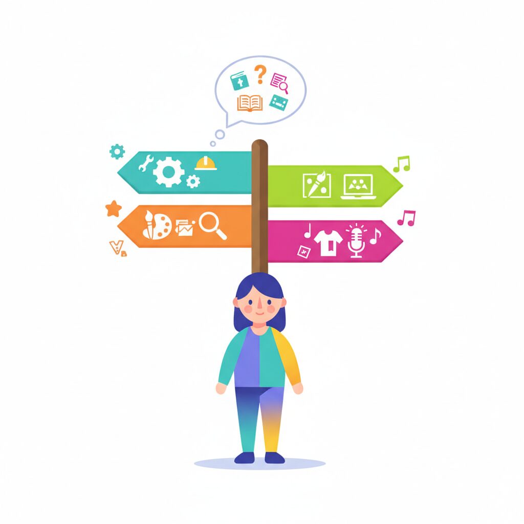 キャリアの岐路に立つ人のイラスト