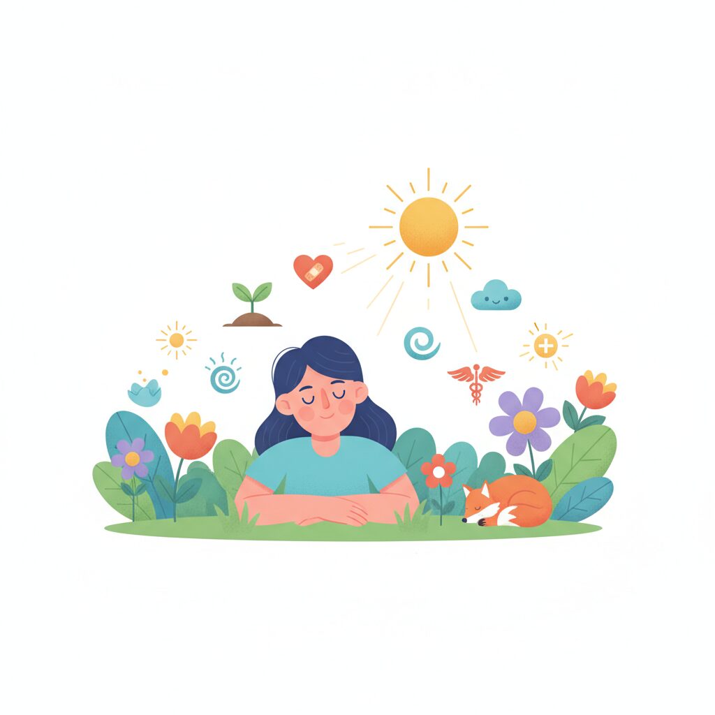 休職中に回復する人のイラスト