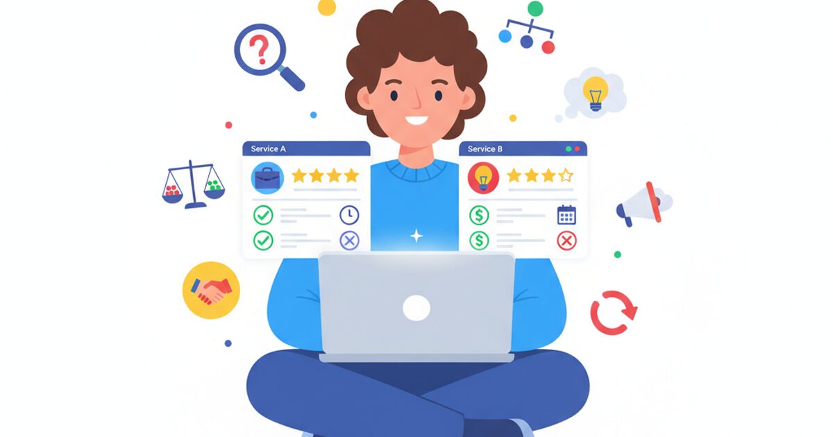 サービス比較を行うイラスト