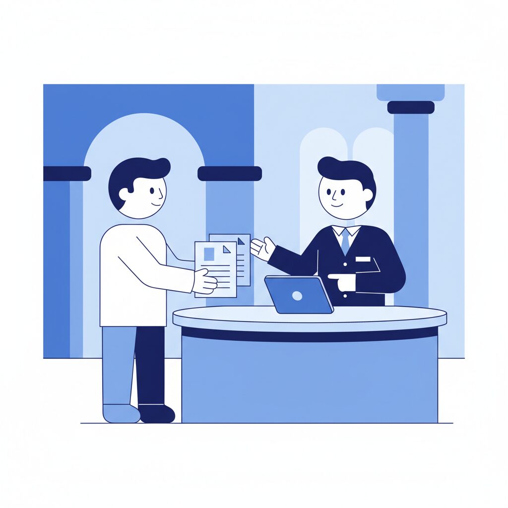 健康保険と年金の切り替え手続きのイラスト