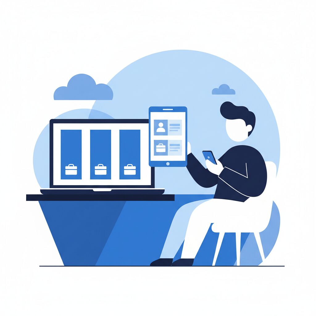 求人を検索する人のイラスト