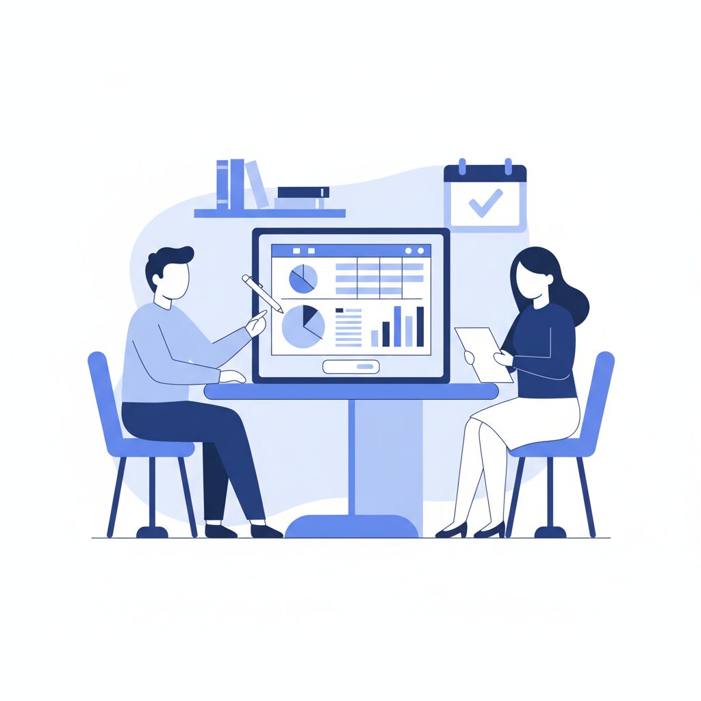 夫婦でライフプランを作成するイラスト