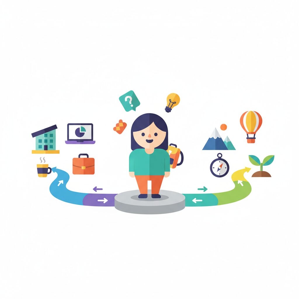 復帰か退職かの選択肢を考えるイラスト