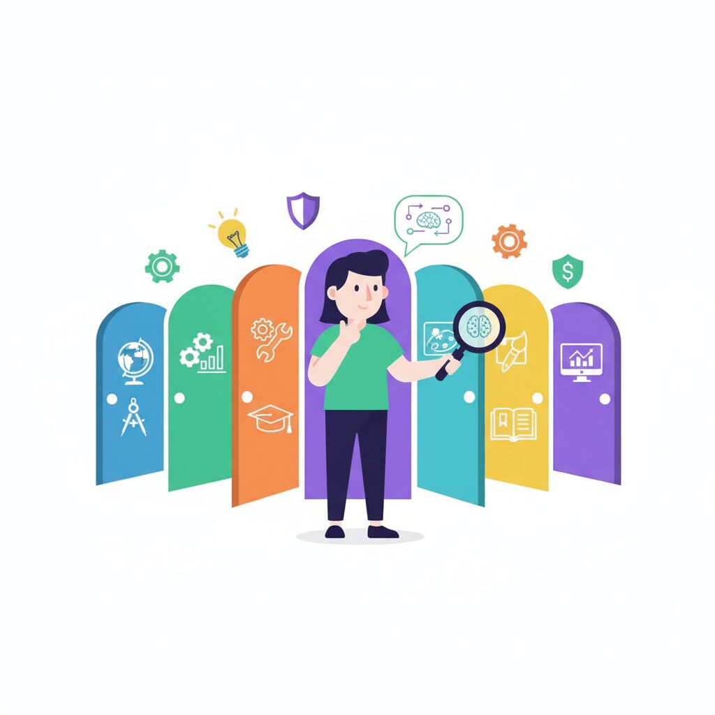 複数のキャリアパスから選ぶイラスト