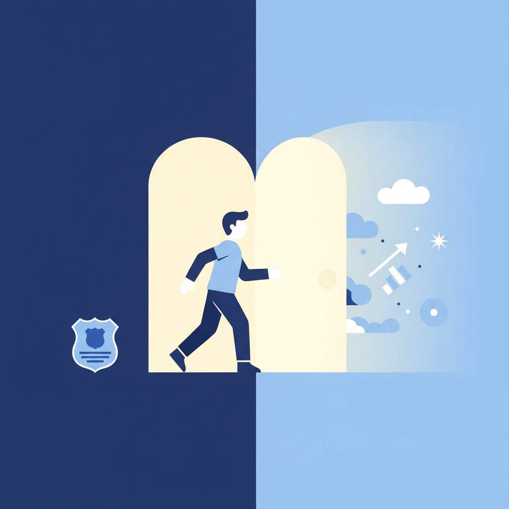 新しいキャリアに踏み出すイラスト