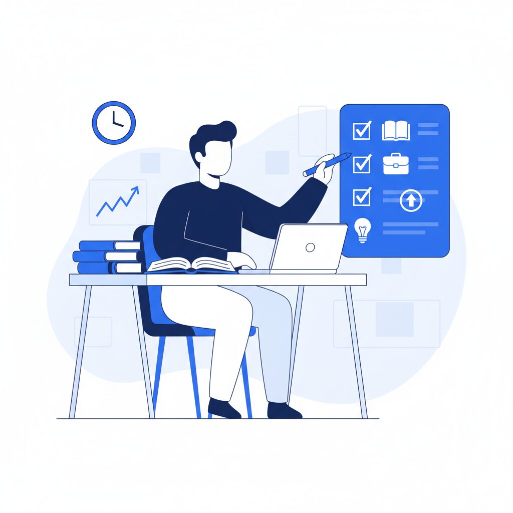 転職前の準備をする人のイラスト