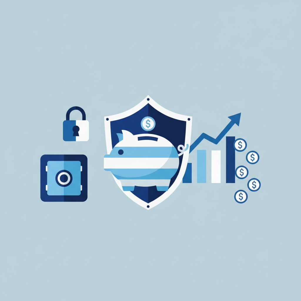 資産を守る貯蓄・投資のイラスト