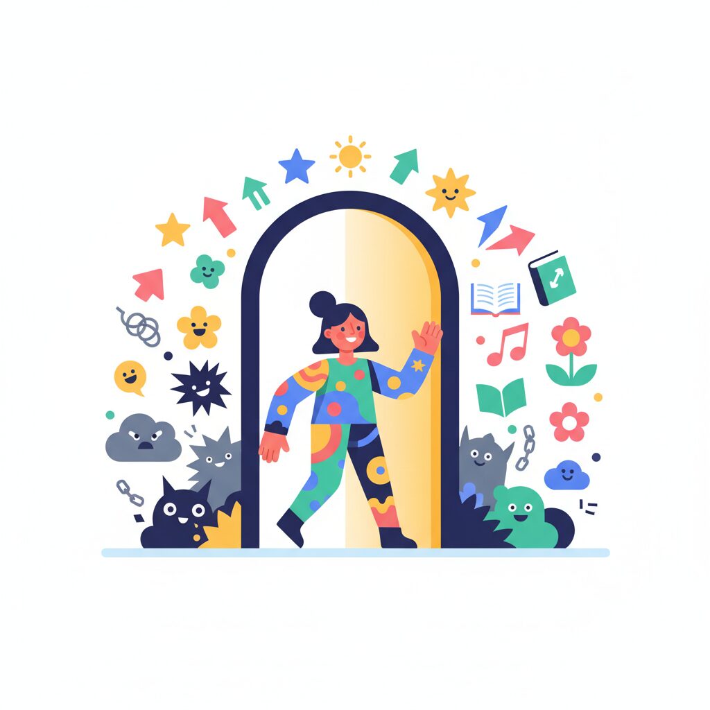 新しい一歩を踏み出す人のイラスト