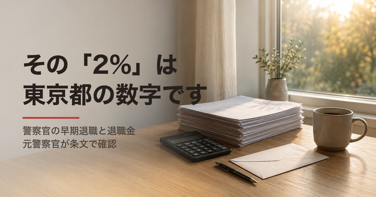 朝の光が差す机の上に書類・電卓・封筒が置かれている様子
